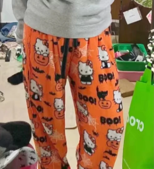 Pantalon de pyjama Anime Hello Kitty Kuromi, pantalon décontracté chaud pour la maison, pantalon de Noël, plus Smile, Halloween, hiver