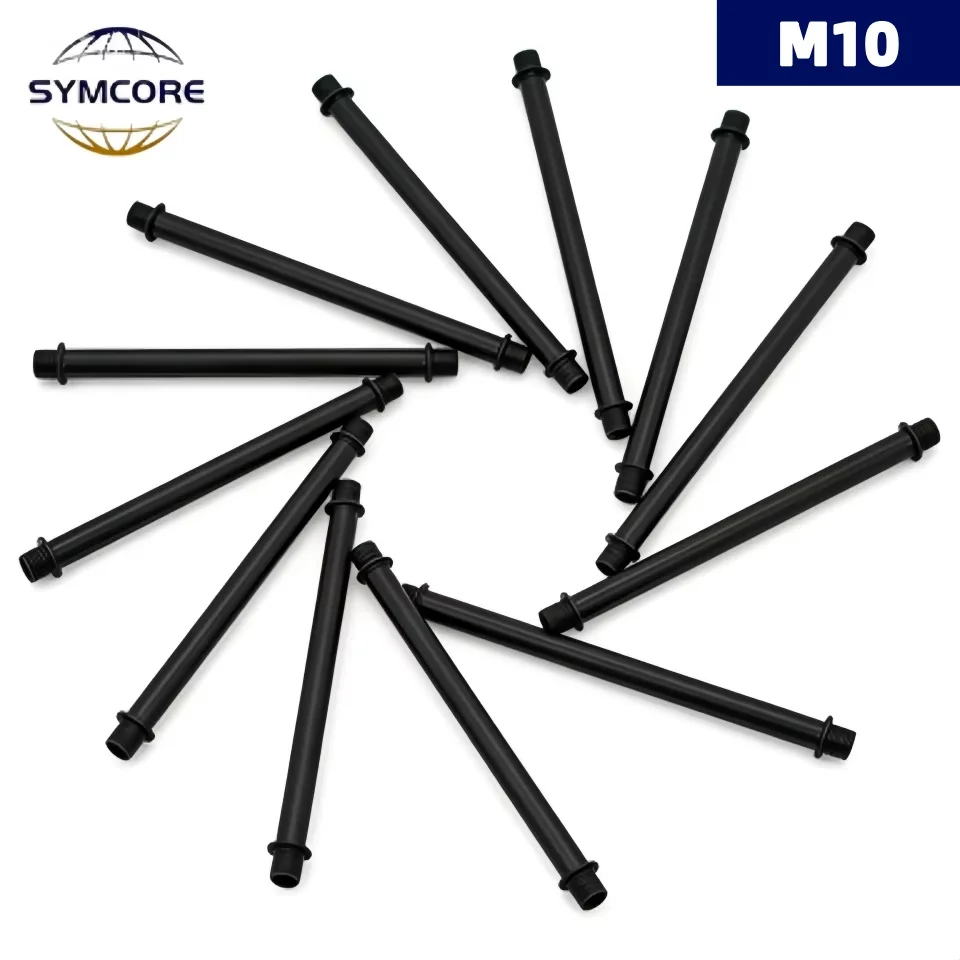 2PCS M10 Threaded Tube Chandelier Connecting Rod Double Heads Outer Hollow Support 10-50CM Black for Lighting Fixtures