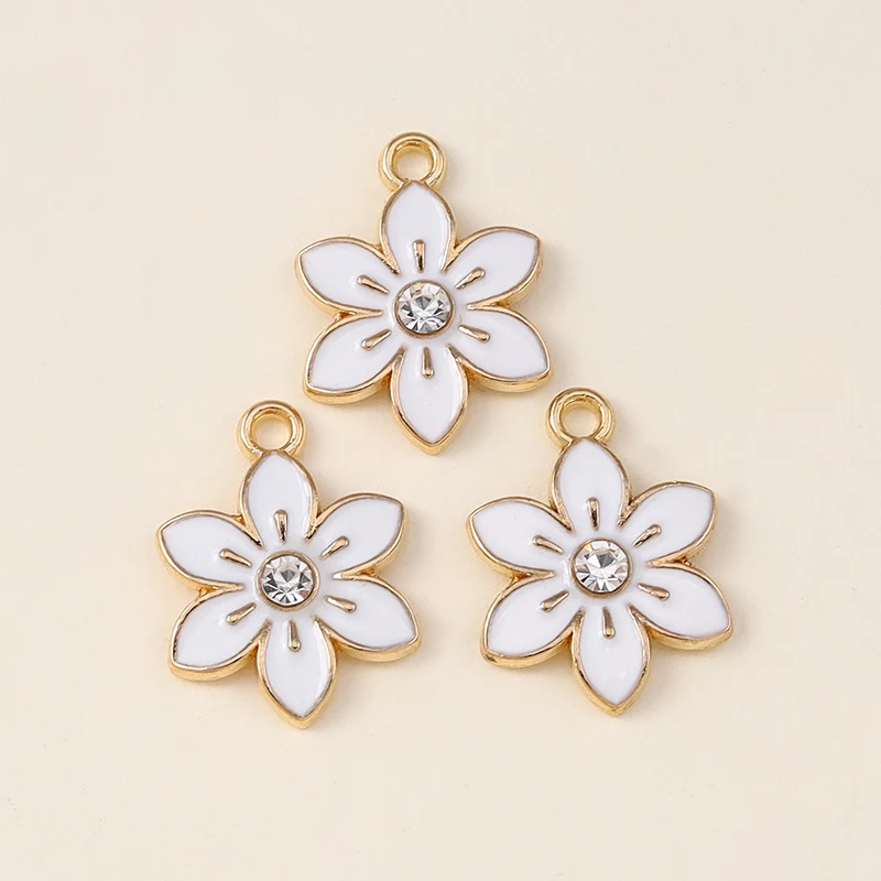 20 Stück 13 x 17 mm niedliche Emaille-Sakura-Blumen-Charms-Anhänger für Schmuckherstellung, Tropfen-Ohrringe, Halsketten, Armbänder, DIY-Bastelbedarf – Detail 4