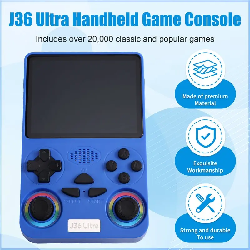 LXYB18B J36 Ultra Handheld Retro Game Console Portable Pocket Video Player 128G 20000 Games 20 Emulators Retractable Design