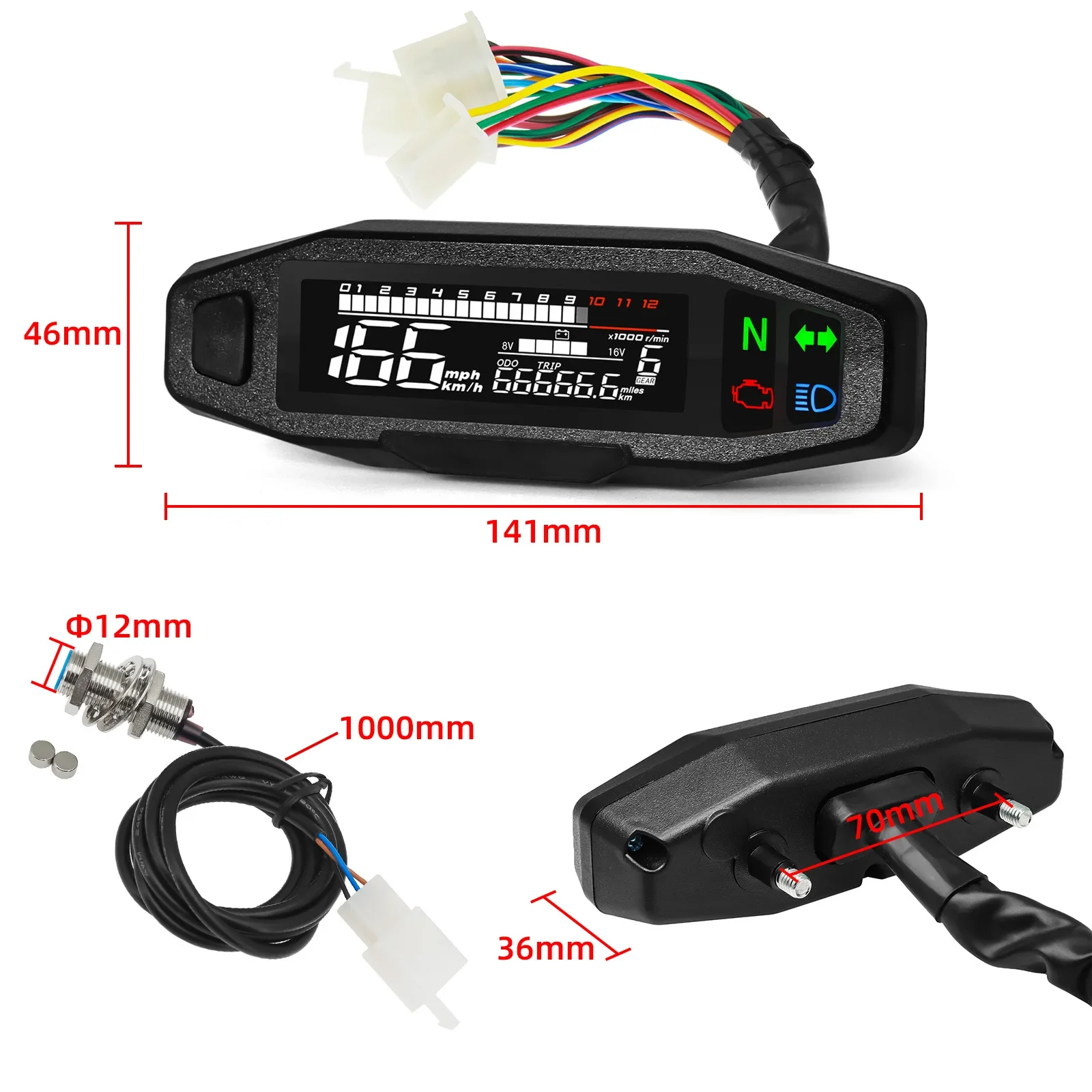 Nieuwe Universele Motorfiets Snelheidsmeter Moto Dashboard Olie Gauge Toerenteller Digitale Meter Sensor Set Kilometerteller Voor Russische KR200