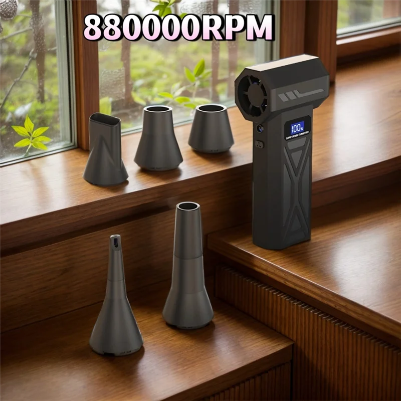 SHGO-Turbo Jet Cordless Portable Air Blower 4-Gear Adjustment LED Lighting Compressed Air Duster Battery Display