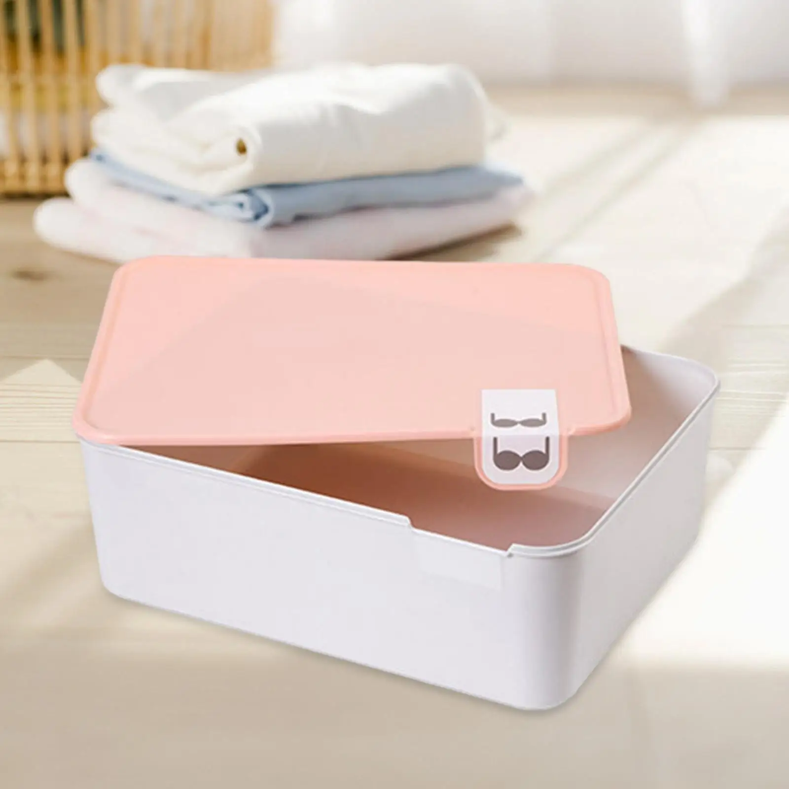 Underwear Storage Box PP Drawer Organizer Stackable Multifunctional Sturdy Jewelry Box with Marks and Cover for Organizing