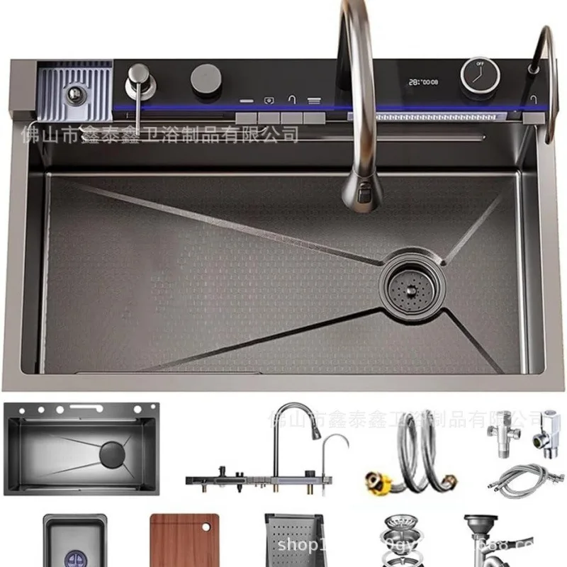 Kitchen water vegetable basin 304 stainless steel large single thickened household dishwasher under the counter