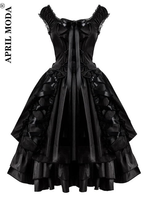 Kostum parti gotik elbise japon victoria Lolita Vintage dantel prenses tatil elbiseler kad nlar koyu spagetti kay Robe Femme