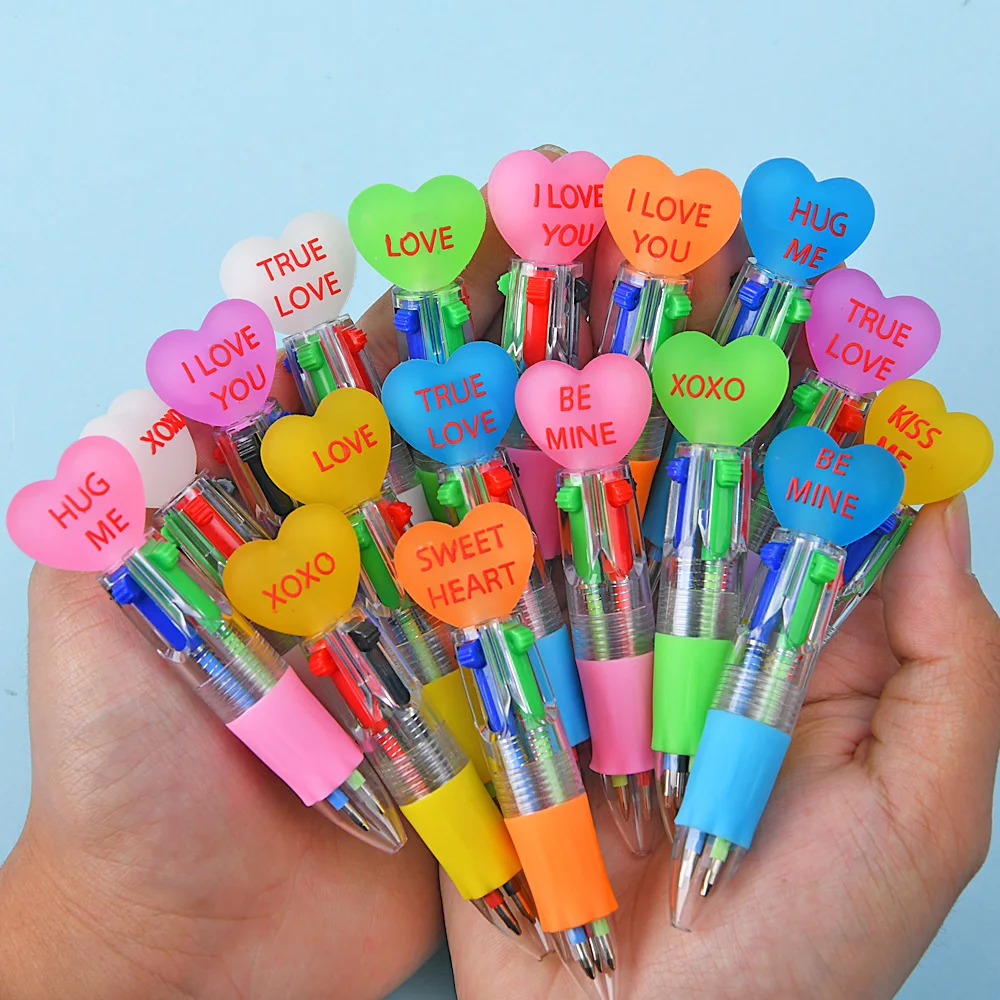 36 Pcs Love Letter Mini Transparent Four-Color Ballpoint Pen Creative Valentine's Day Pen Back To School
