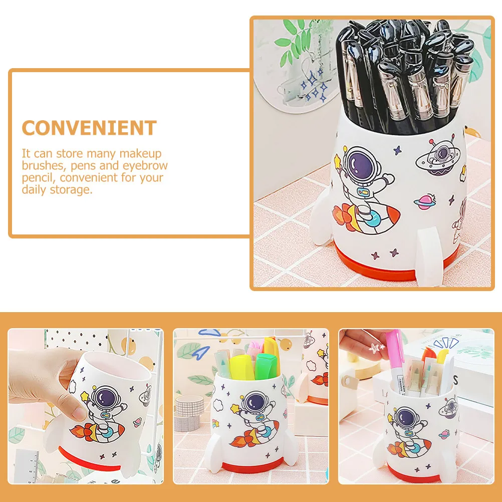 

Rocket Pencil Holder Desktop Pen Organizer Makeup Brush Container Stable Cute Brush Holder Multipurpose Desk Storage