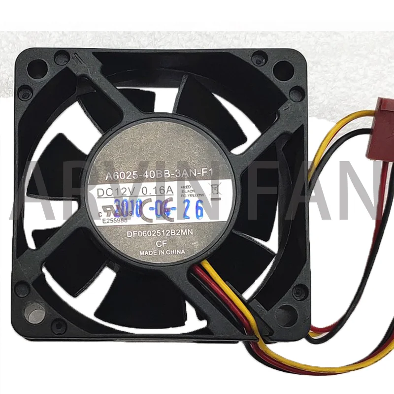 DF 0602512 B2MN A6025-40BB-3AN-F1 6025 Ventilador de 6 cm 3 linhas de bola dupla DC 12V 0,15A Ventilador de resfriamento