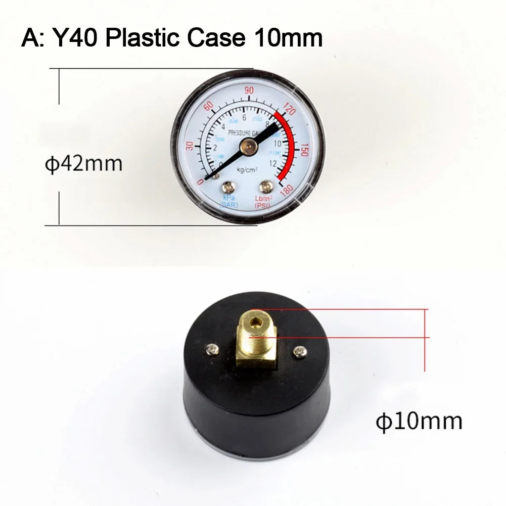 1pc Y40/Y50 Pressure Gauge 0-180PSI Gas Water Fuel Liquids Meter Pressure Gauge Accurate Pressure Monitoring For Air Compressor