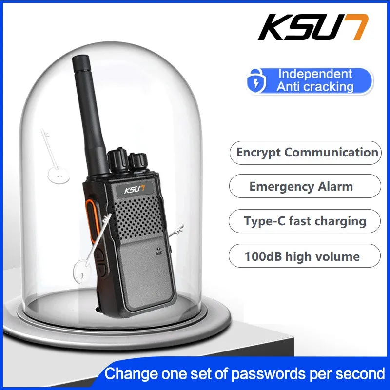 KSUT Walkie Talkie JMW Encryption Portable Radio Emergency Alarm Handheld Transceiver Support Type-c Charging Receiver Station