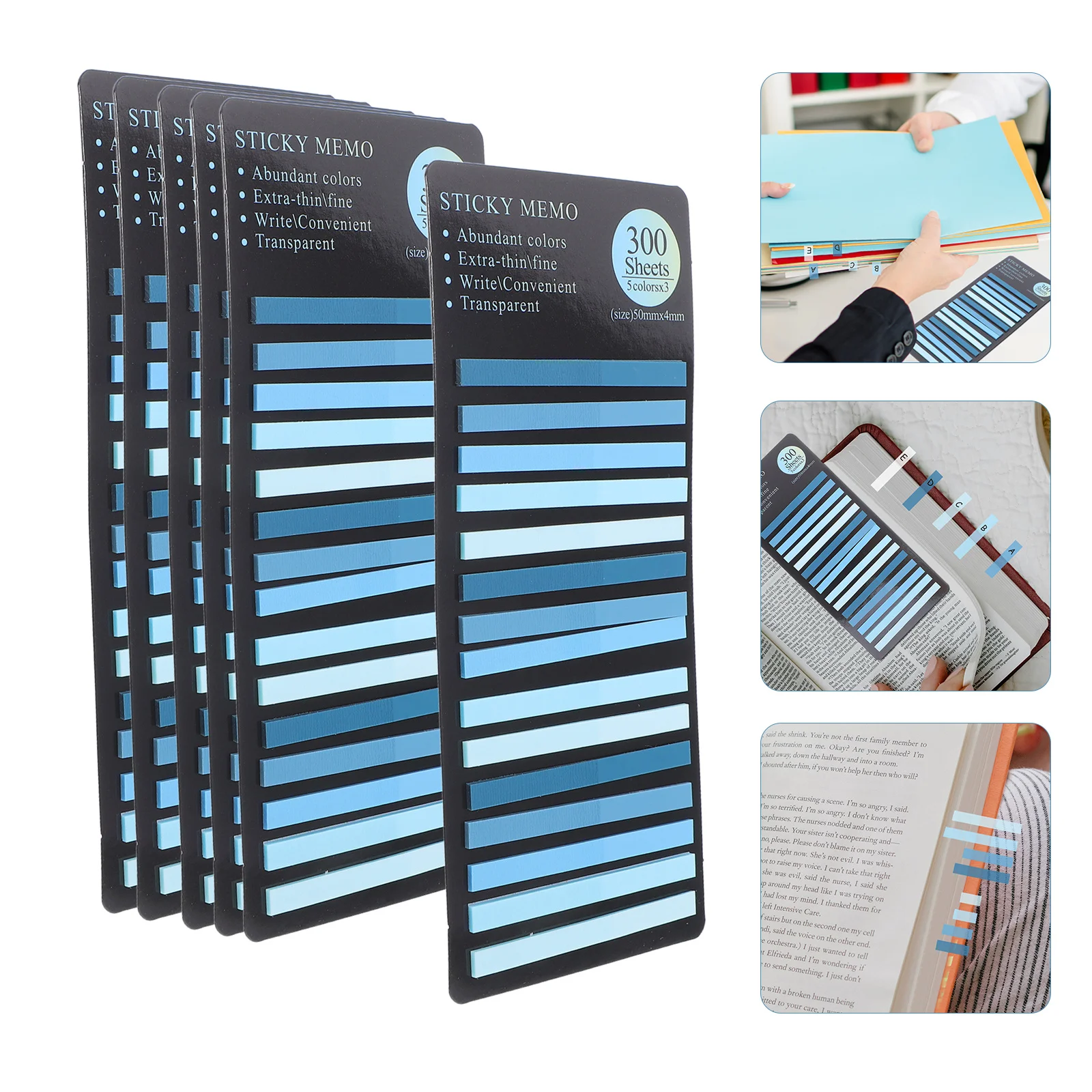 

1800Pcs Long Strip Transparent Index Tabs Removable Sticky Flags for Journals Notebooks Book Annotation Textbooks Office