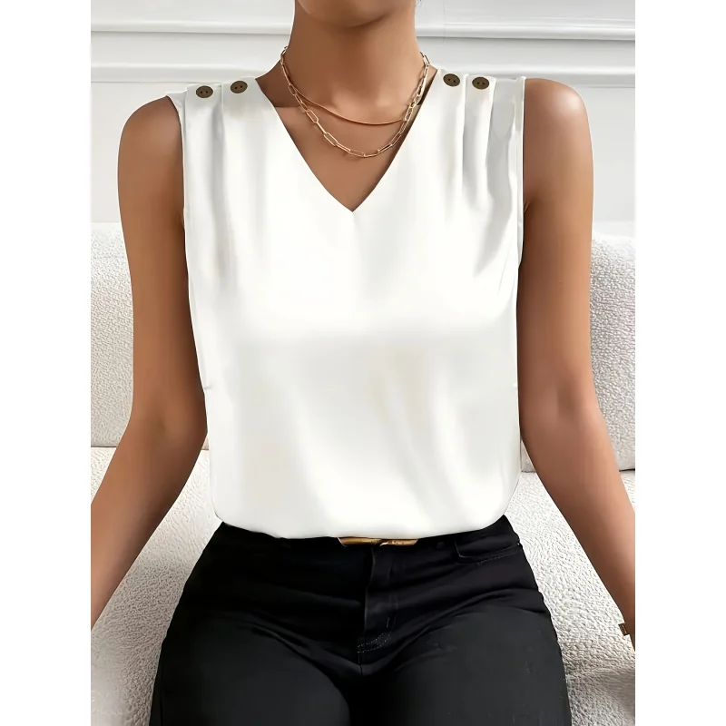 

Elegant Sleeveless Top with a Design, Summer Wear, Women'S Apparel