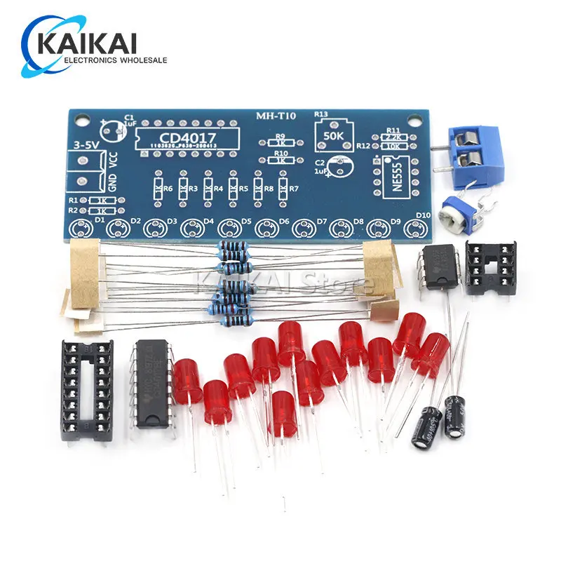 NE555 CD4017 Running LED Flow Light Electronic Production Suite Control Board Module Capacitor Oscillator Clock Siganal DIY Kit