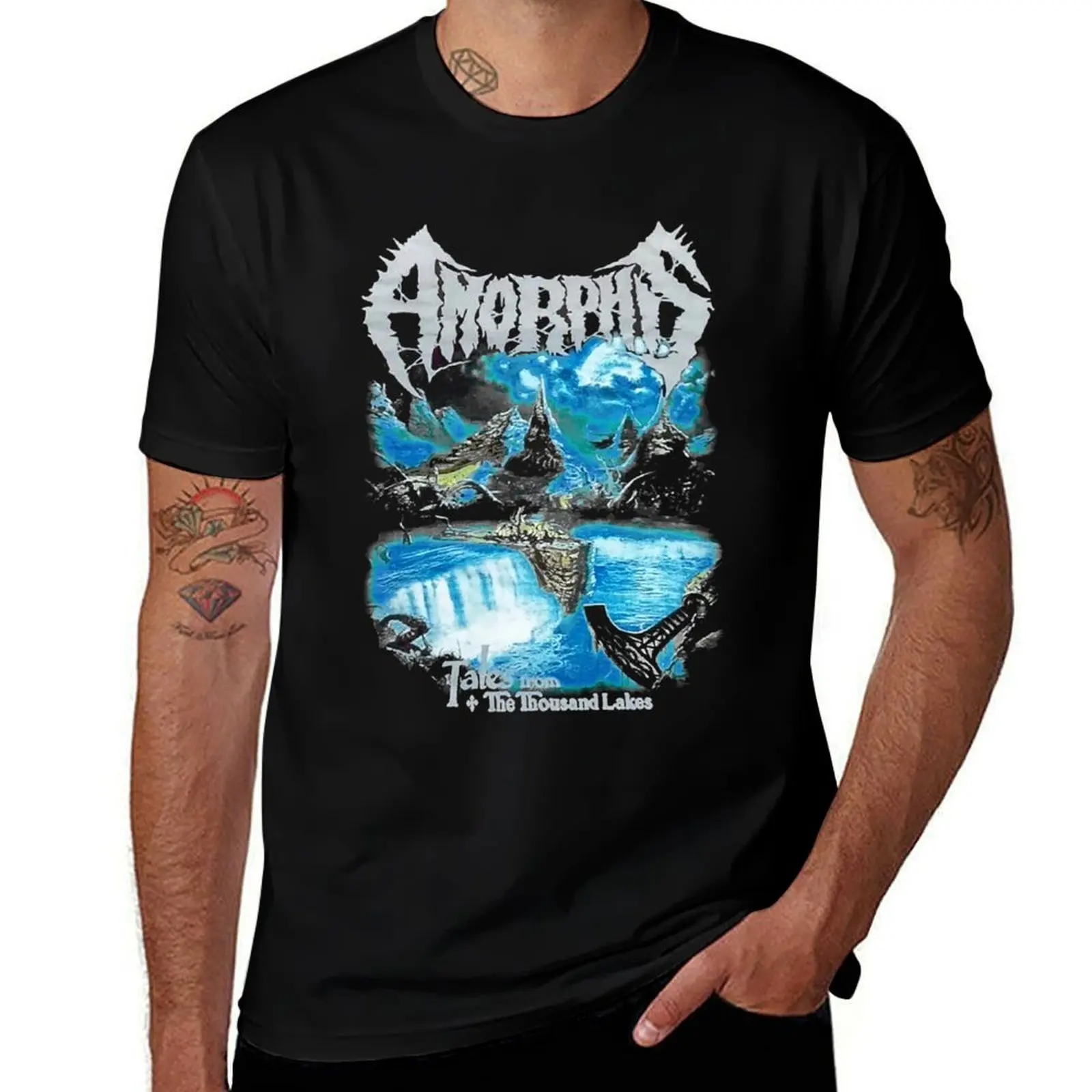 AMORPHIS The Thousand Lakes T-Shirt Big Size Crew Neck T-Shirt