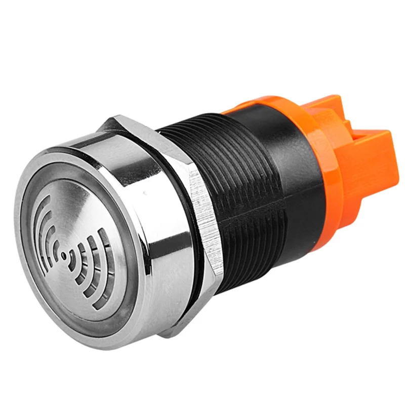 22Mm Red Flashing High Decibel Waterproof IP65 Buzzer Brass Chrome Plating LED Buzzer Intermittent Flash-AS97