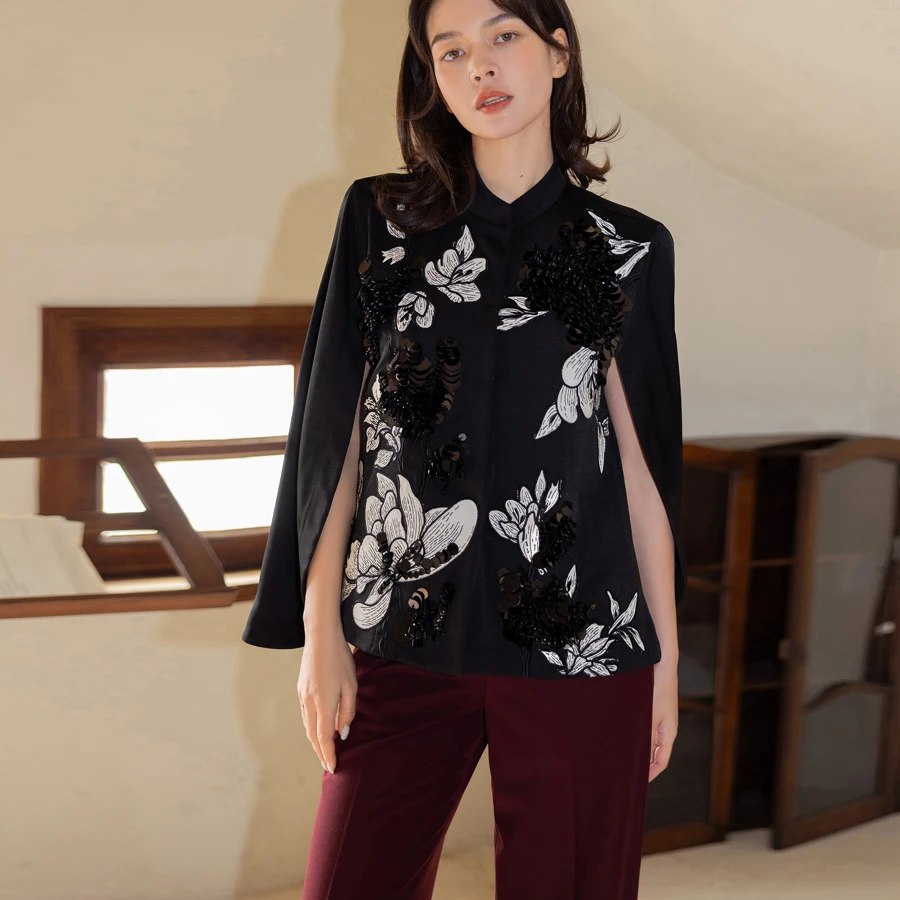 

Artistic Treasure Lady's Handmade Embroidery Heavywork Cotelette Outerwear Elegant Women's Silk Top Fashion Spring 2026
