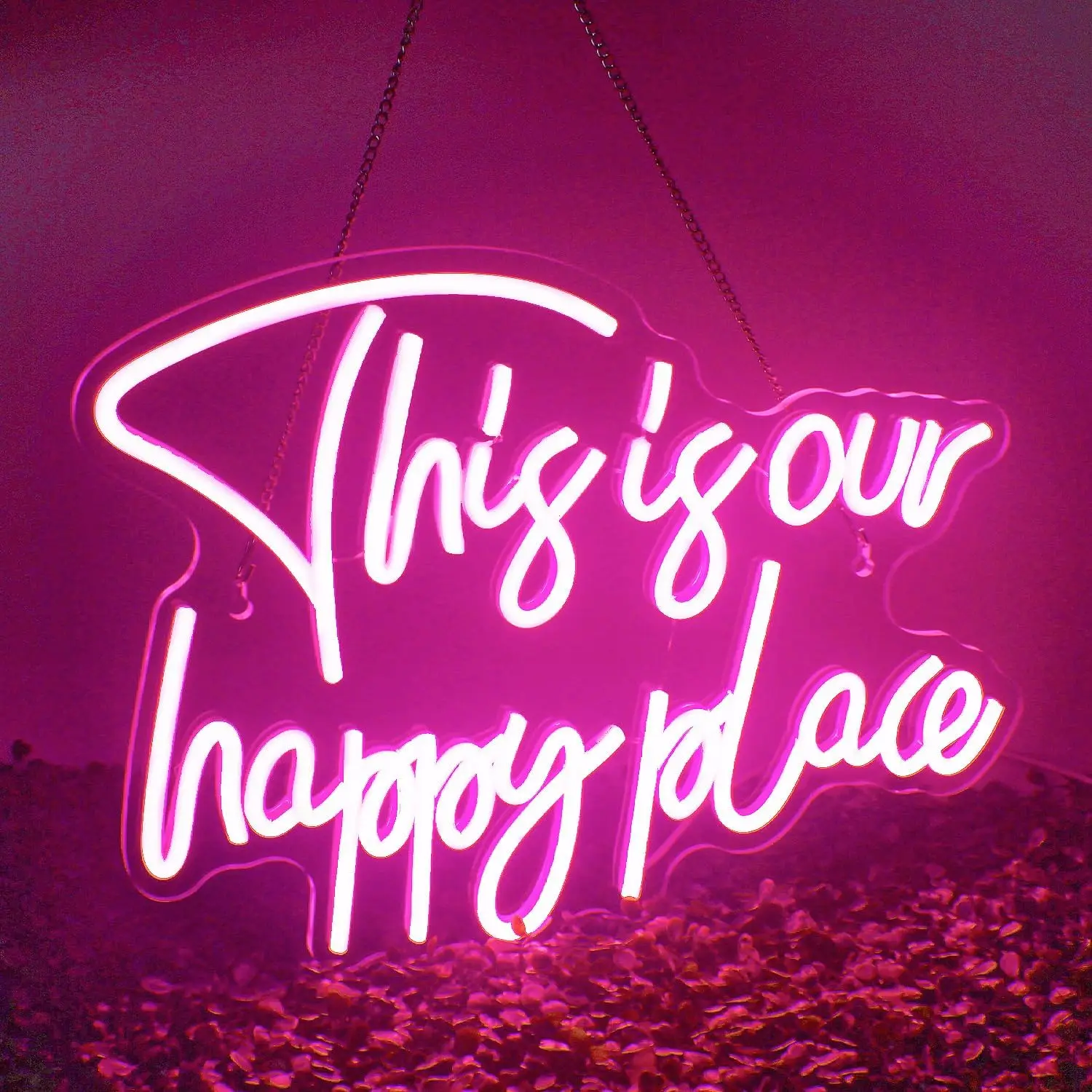 

Happy Place Neon Sign For Bedroom Neon Light For Wall Decor Aesthetic USB Powered Cute Easy To Install For Bedroom Birthday Gift