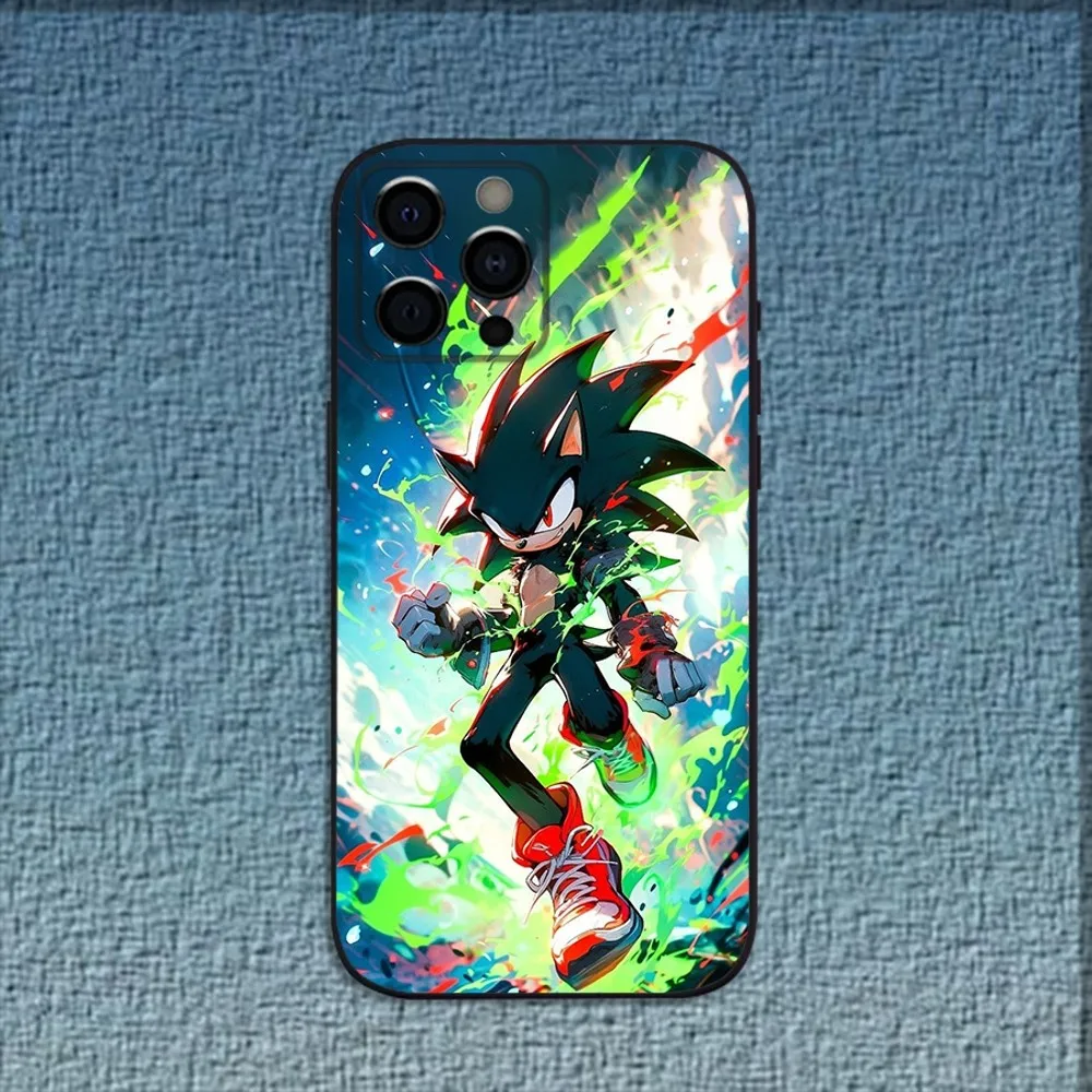 Etui na telefon S-Sonic The H-Hedgehog do iPhone 16,15,14,13,12,11, Pro, X, XS, Max, XR, Plus, Mini Soft Black Cover