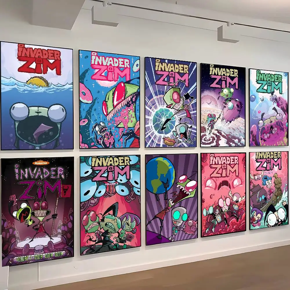 Anime I-invader Zim Poster Home Living Bed Room Bar Hallway Sticky Wall Art Printing Aesthetic Decor