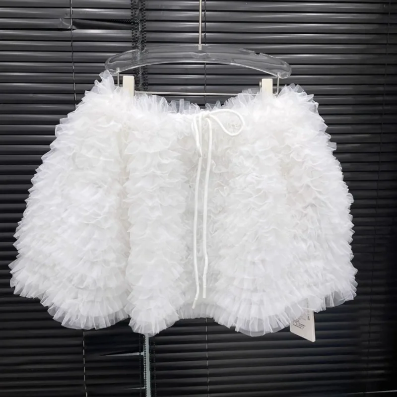 Mode Y2k Röcke frauen Neue Japanische Süße Kawaii Layered Mesh Kuchen Rock Hohe Taille Kordelzug Mini Halb Kleid Weibliche Trendy
