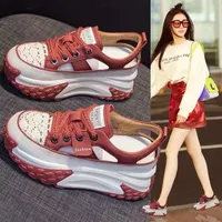 Women's Summer Breathable Sports Casual Shoes Thick Bottom Roman Hollow out Sandals Comfortable Polyurethane Ankle Strap Mid Hee