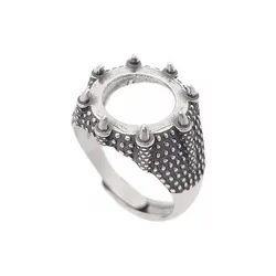 Men's Ring Blank (13x13mm Round Blank) Adjustable Thai Sterling Silver Ring Setting Unique Design Talon Shape Ring Base