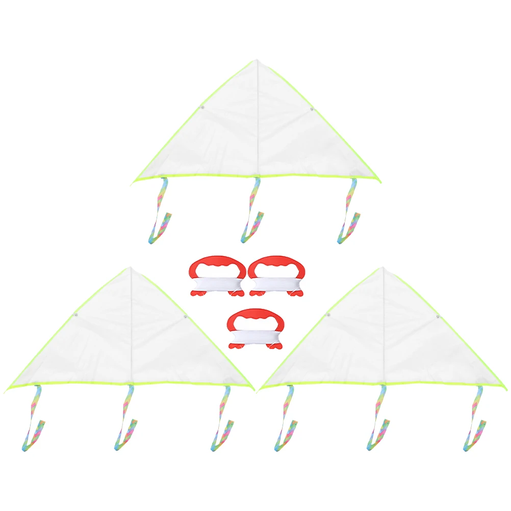 لعبة طائرة ورقية مكونة من 3 مجموعات من الطائرات الورقية المصنوعة من القماش الأبيض الفارغ للأطفال في الهواء الطلق وذيل طويل على الجدران وأعياد الميلاد وأعياد الميلاد ومقاومة للماء