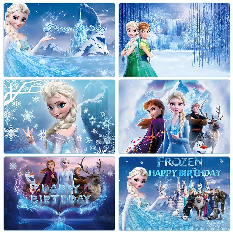 Disney Frozen Princess Kids Birthday Backdrop Elsa Anna Party Theme Birthday Party Backdrop Decoration Supplies Baby Shower 2024