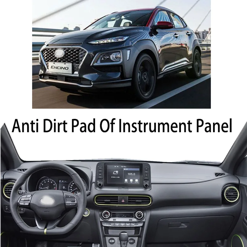 Para Hyundai Kona OS Encino estilo de coche Dashmat cubierta de tablero Panel de instrumentos aislamiento protector solar almohadilla protectora adornos