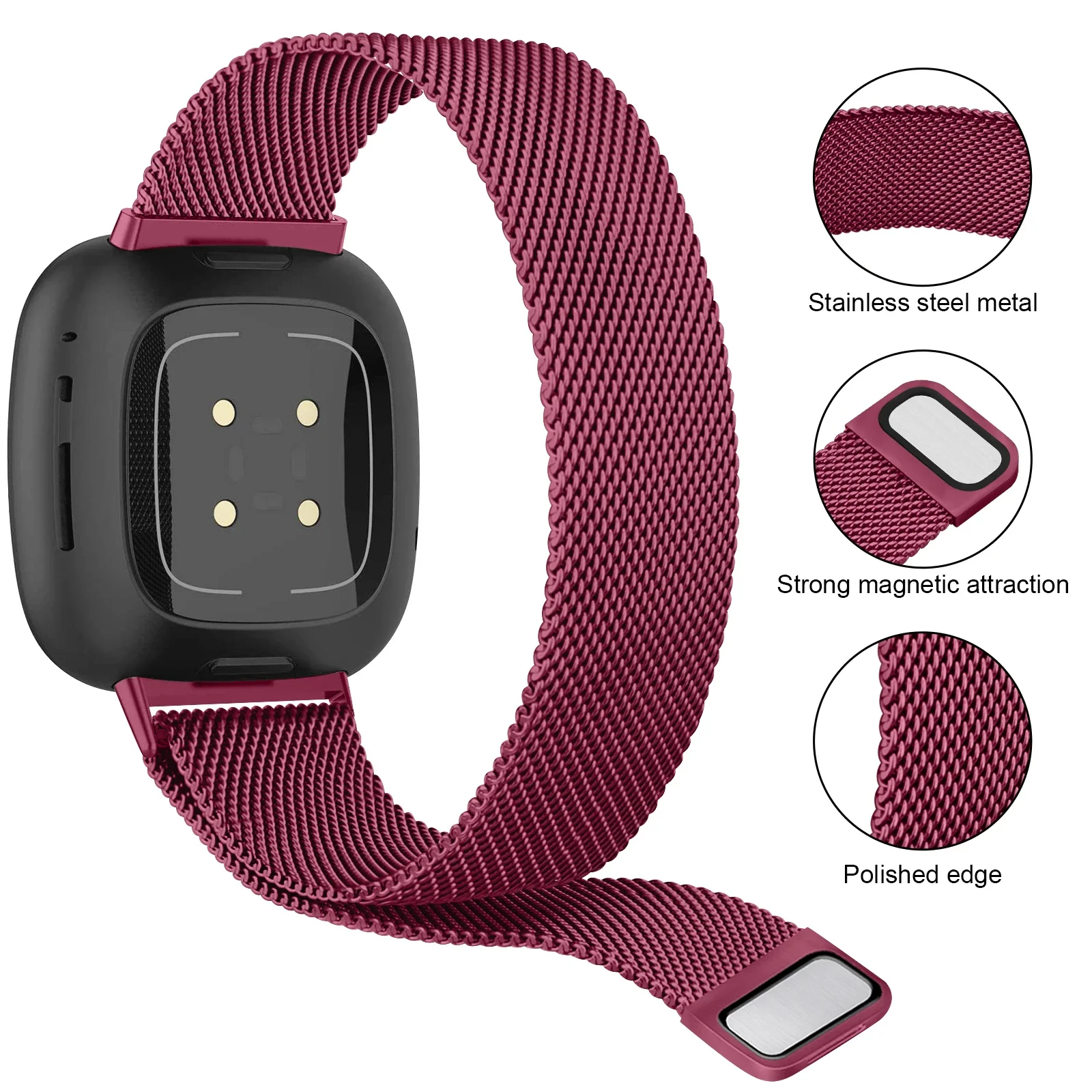 Correa para Fitbit Versa 3, banda magnética de reloj mental, pulsera para Fitbit Sense, accesorios para reloj inteligente