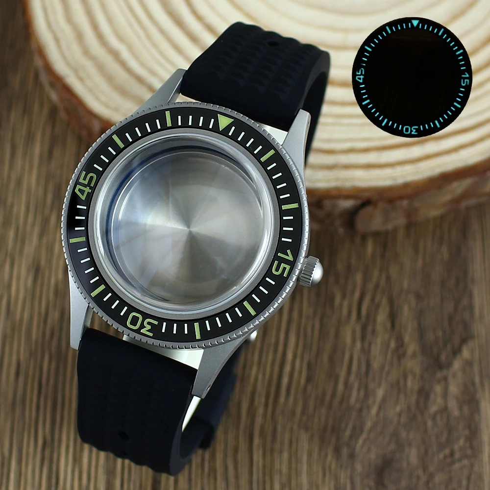 40mm Vintage Sandblast Watch Case C3 Bezel Sapphire Glass for Retro First Year Fifty Seek Series NH35 NH36 NH38 4R36 7S Movement