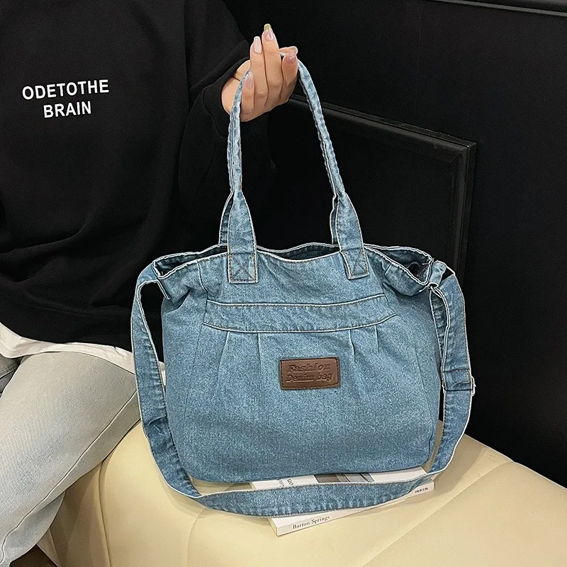 

High End Small Sized Single Shoulder Bag Casual and Versatile Crossbody Bag Washed Denim Handle Bag