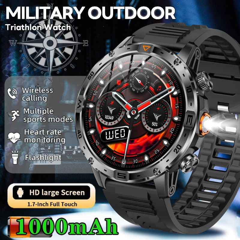 lige-2026-ミリタリーアウトドアコンパススマートウォッチ-1000mahバッテリー-led懐中電灯-ip68防水-スポーツ-bluetooth通話-スマートウォッチ