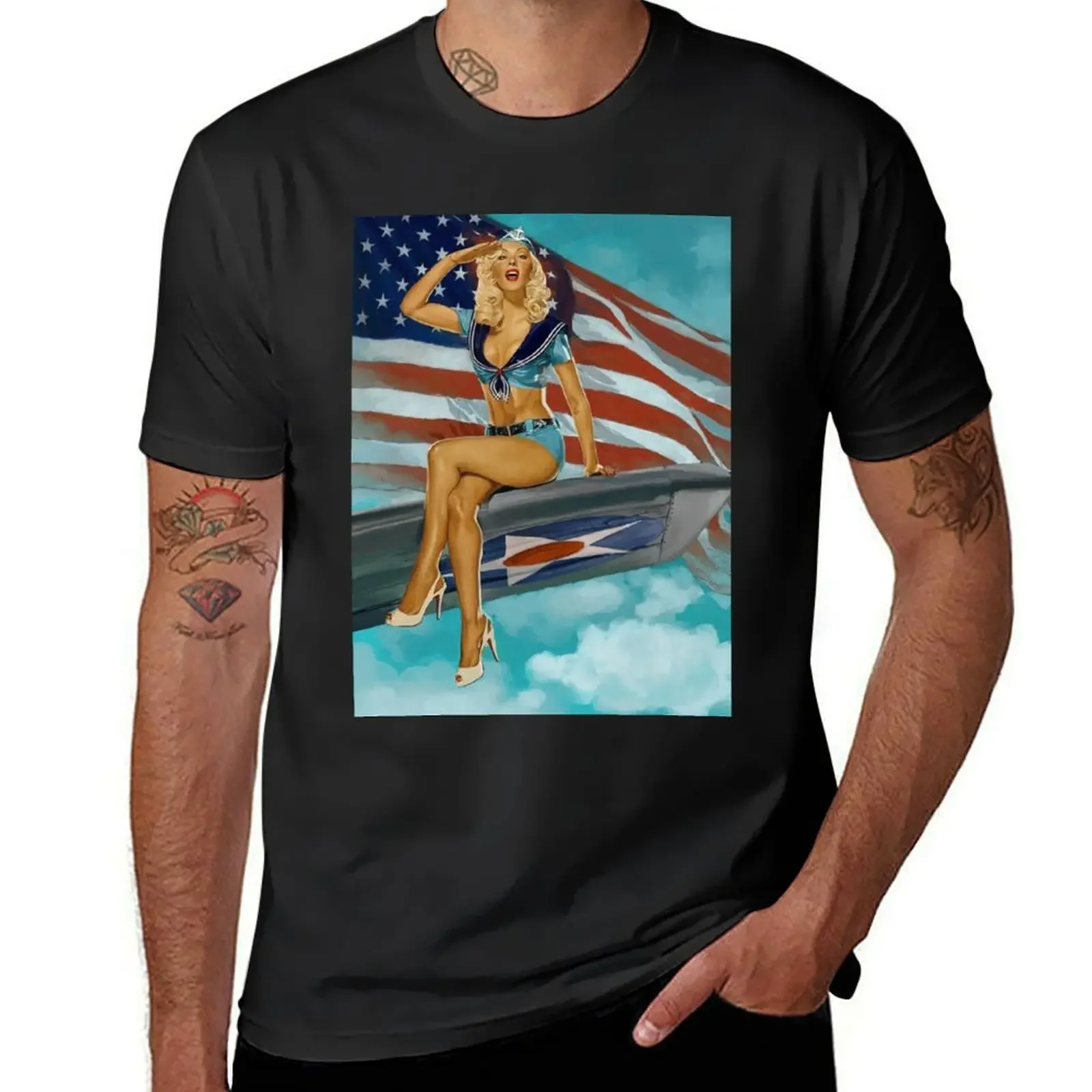 

Patriotic Pin-Up of Christina Aguilera T-shirt sublime blanks anime clothes men clothings