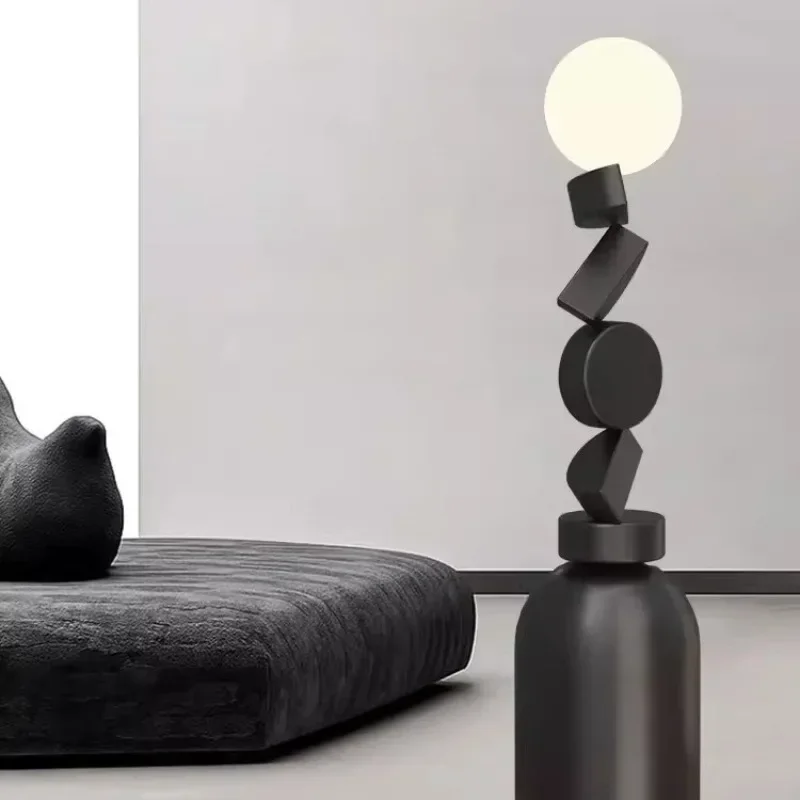 

Modern art floor lamp living room sofa next to decorative ornaments