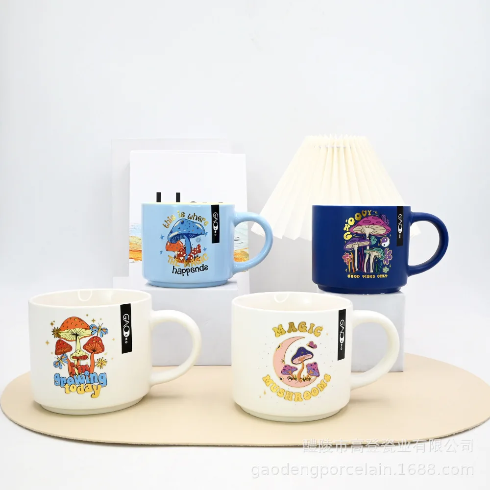 

Oz Large Capacity Cartoon Cute Mushroom Pattern Mug Ceramic Cup Popular For Both Men And Women