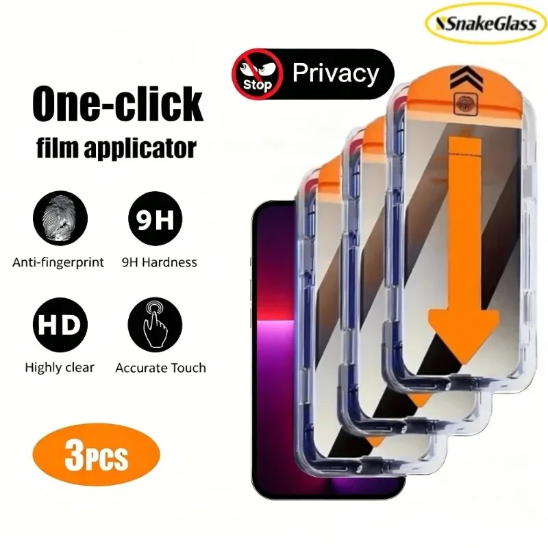 3er-Pack Blickschutzfolie aus gehärtetem Glas für iPhone 17 Pro Max 16 Pro 15 14 Plus 13 12 Mini 11 XS Max XR – Anti-Spionage & Kratzschutzfolie