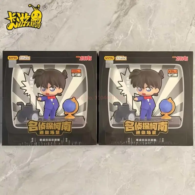 

In Stock Genuine KAYOU Detective Conan Mini Scene Retro TV Series Blind Box PVC Anime Character Model Collection Toys Girl Gifts