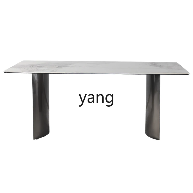 

Lh rock slab dining table household modern simple light luxury dining room table small apartment living room long table
