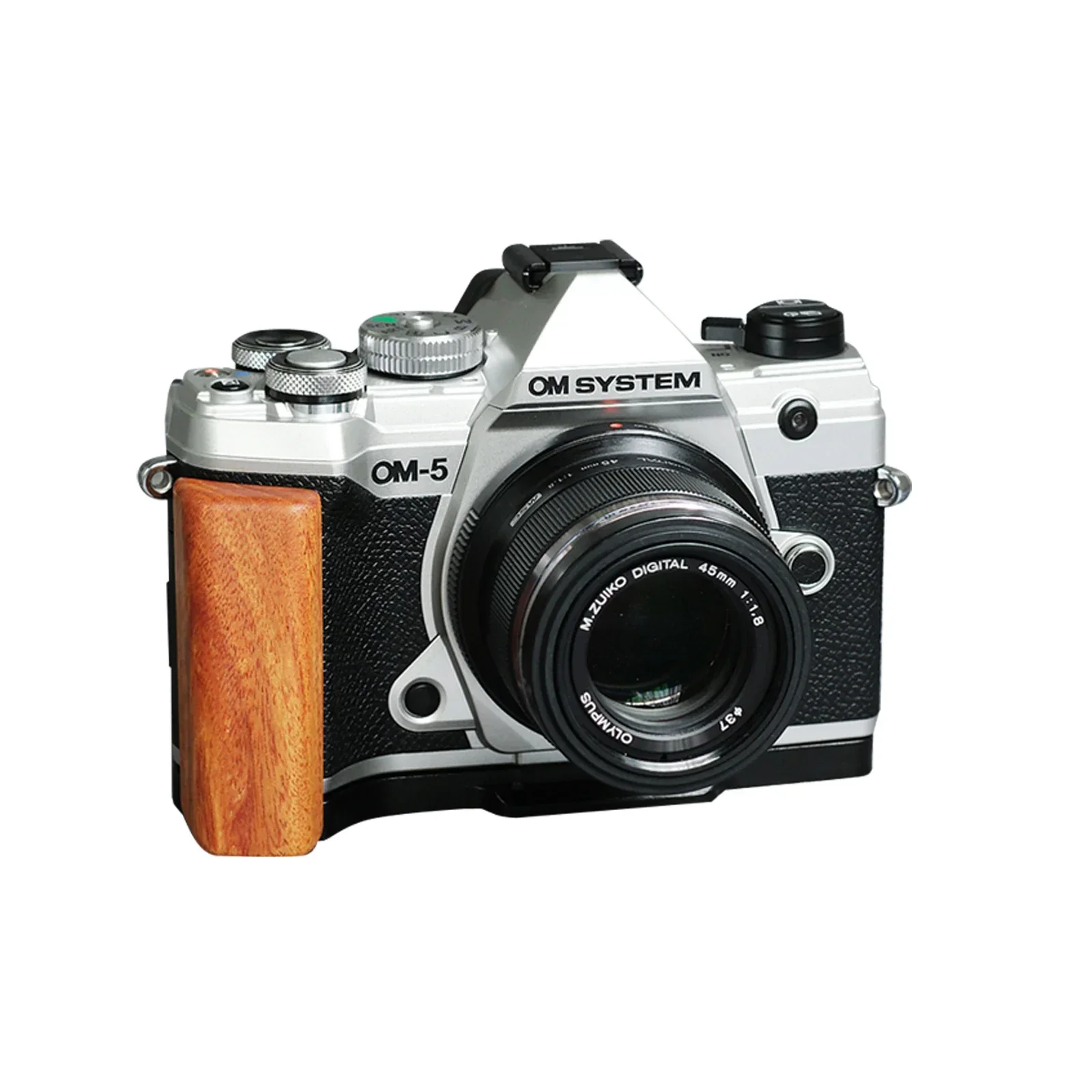 New Wood L Hand Grip + Aluminum Alloy Baseplate for Olympus OM-5 Mirrorless Camera Strong