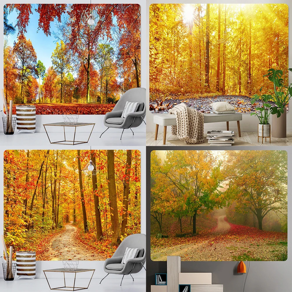 Autumn Forest Pattern Tapestry Home Decor Background Cloth Bohemian Decor House Living Room Hanging Cloth