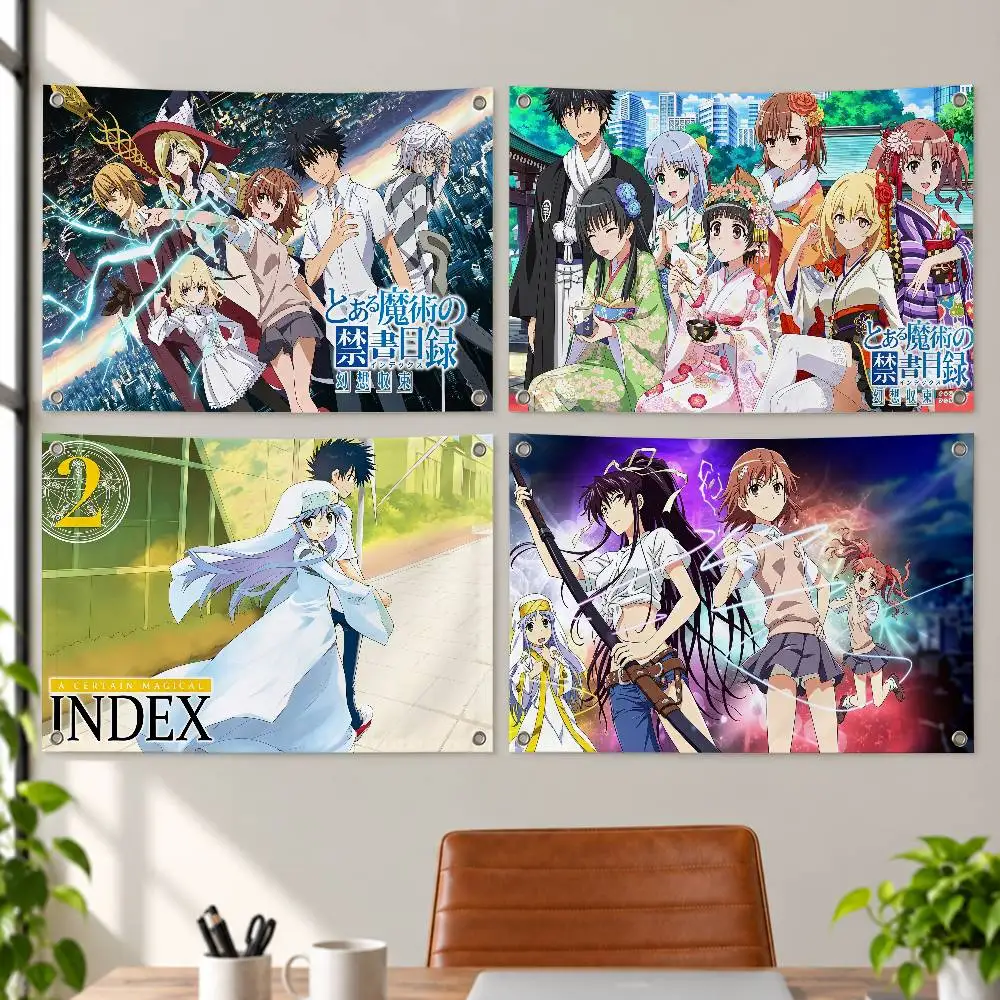 Anime A Certain Magical Index Aesthetic Wall Tapestry Flag Printed Wall Hanging Living Room Party Outdoor Decor