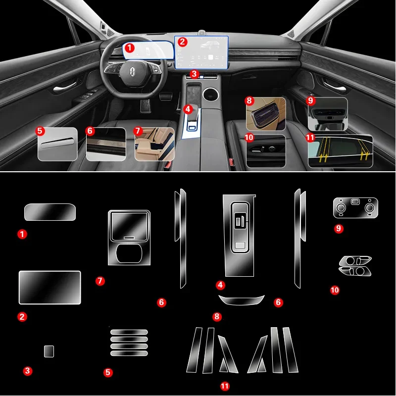 

For AITO M5 TPU Transparent Protect Film Interior Sticker Center Console Navigator Gear Windows BC Pillar Panel Car Accessories