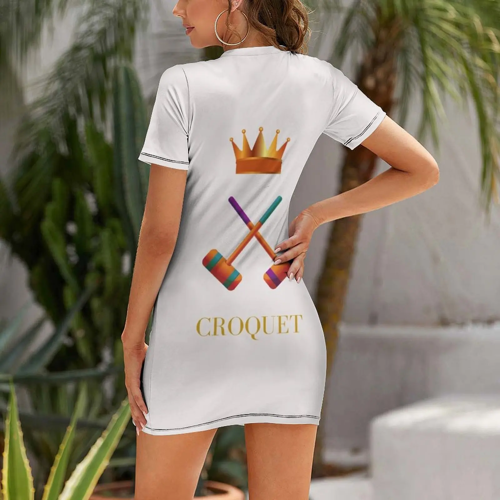 Croquet mallets and crown Short Sleeved Dress Long dress woman beach dresses elegant women's dresses sale Female dress