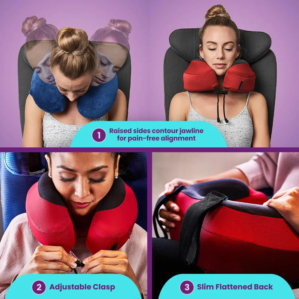 Travel Portable U-shaped Pillow Comfortable Travel Pillow Adjustable U-Shaped Neck Pillow Memory Foam Neck Support Pillow