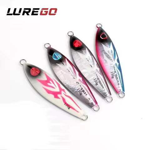 1PC Laser-Accented Glow Slow Pitch Jig 120g-200g (4.2-7oz) | Heavy Deep Sea Jigging Spoon | Long Cast Boat Lure for Tuna