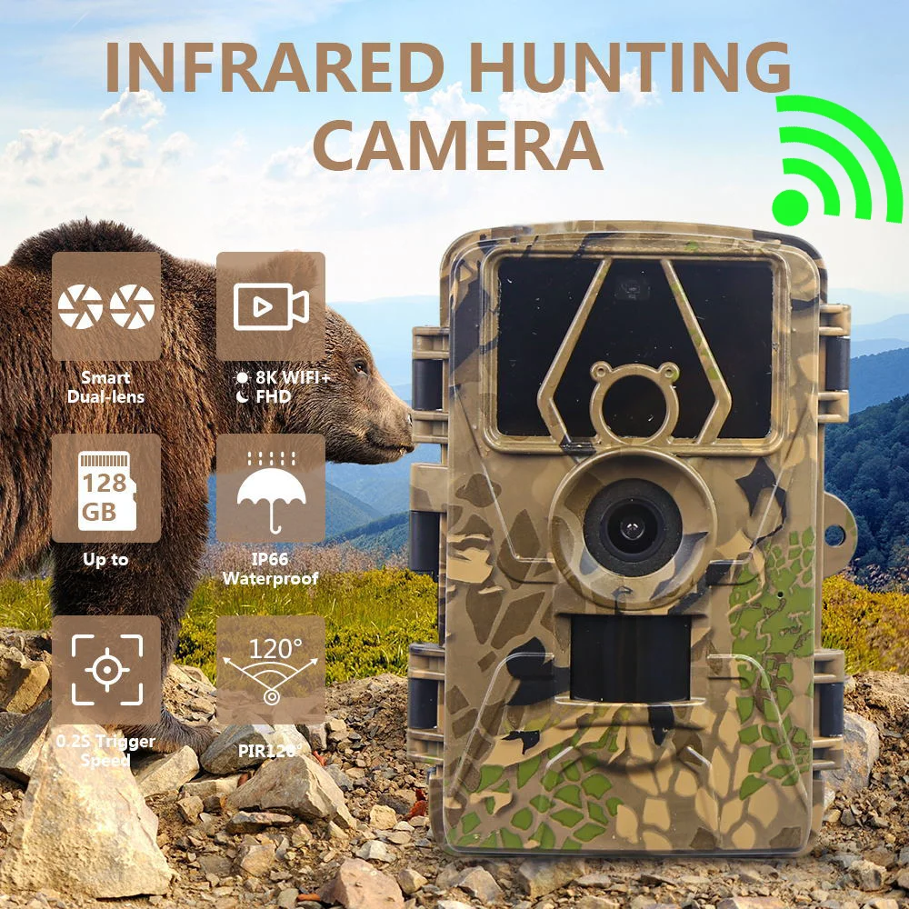 waterproof outdoor animal hunting trail camera wild camera app controle photo trap wifi 130 angulo de deteccao 60mp 8k 01