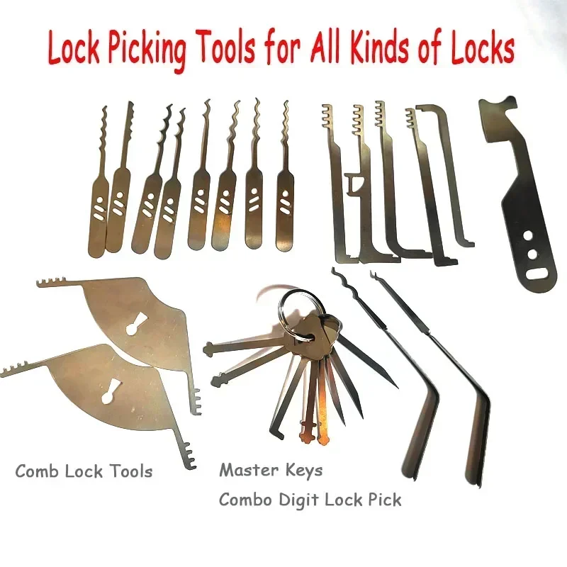 EDC Multitool ซ่อมประตูหวีเครื่องมือ Bypass Lockpicks เครื่องมือช่างกุญแจ Master Lock สําหรับล็อคทั้งหมด Master Combo Lock ชุดบํารุงรักษา