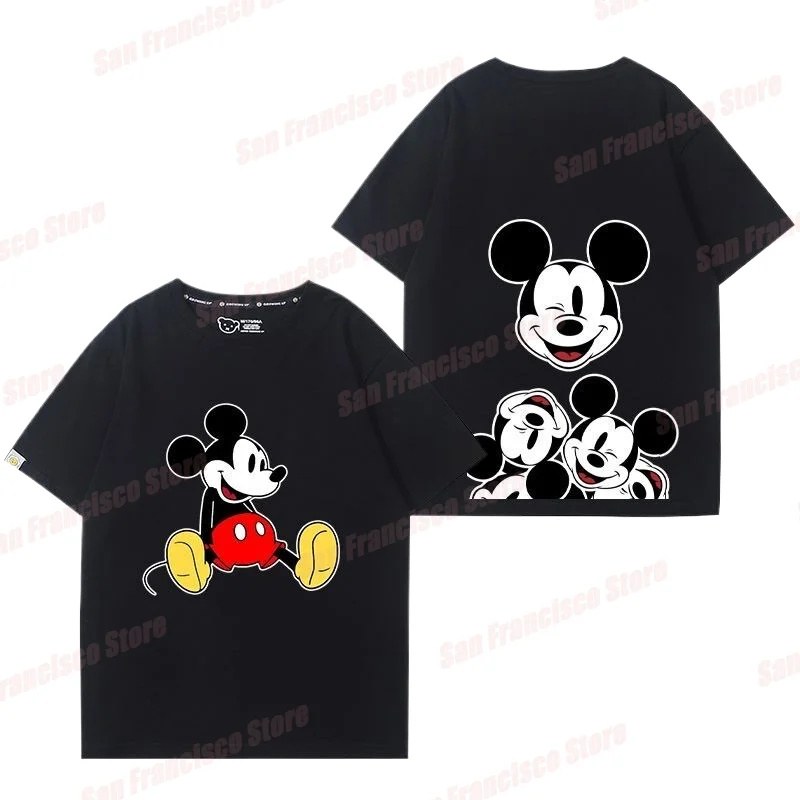 Summer Disney T Shirt Cartoon Adult Kids Boys Girls Children Mickey Mouse Short Sleeve Clothing Kawaii Minnie Print Tee Toddler