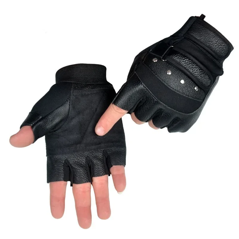 Мотоциклетные перчатки без пальцев для вождения, кожаные перчатки для спорта на открытом воздухе, перчатки с половиной пальца для мужчин и женщин, велосипедные, пешие прогулки, рыбалки, мотоперчатки